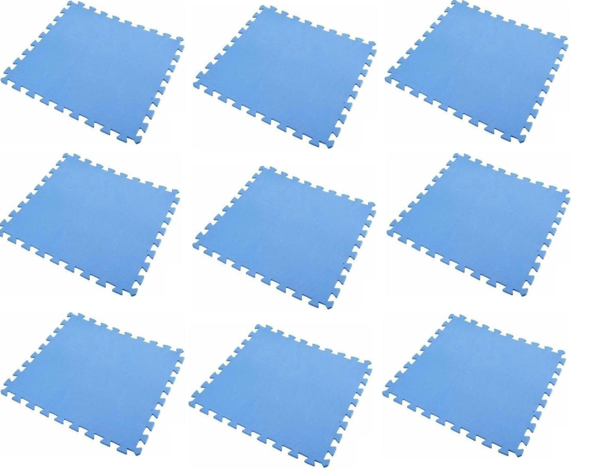 Protection de sol de piscine - Free And Easy - Carreaux en mousse - 50 x 50 cm - 9 pièces - Tapis de sol pour piscine hors sol ou spa gonflable - Bleu