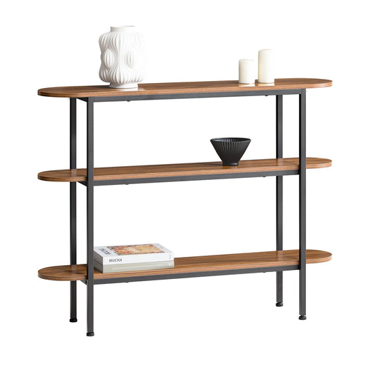 SoBuy Table d'appoint avec 3 étagères - Max. 60 kg - Moderne - 110 x 25 x 86 cm - Brun/ Noir