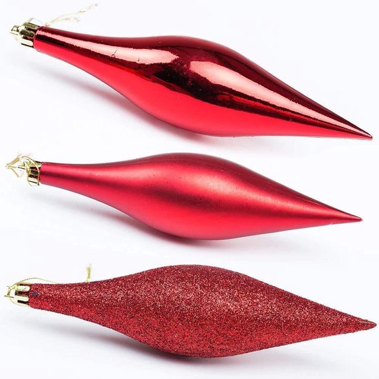 Boules de Noël Deuba - Lot de 102 boules en plastique Ø3-6cm - Rouge brillant mat