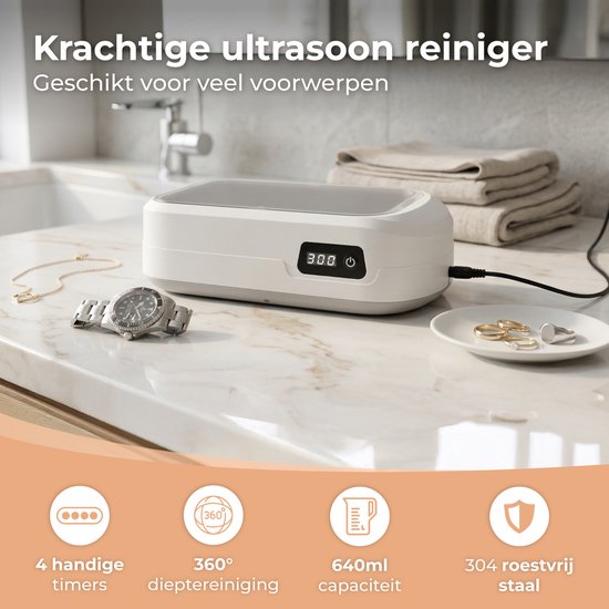 Nuvance Nettoyeur à ultrasons - Bain pour lunettes - 640 ml - Nettoyeur à ultrasons pour lunettes et bijoux - Nettoyeur pour prothèses dentaires