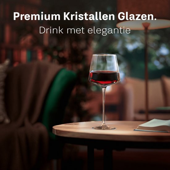 BarDeluxe® Wine Glasses Red Wine - Luxury Gift - Crystal Wine Glass 640ml - Red Wine Glasses Crystal - Handmade - Perfect for Bar or Diner