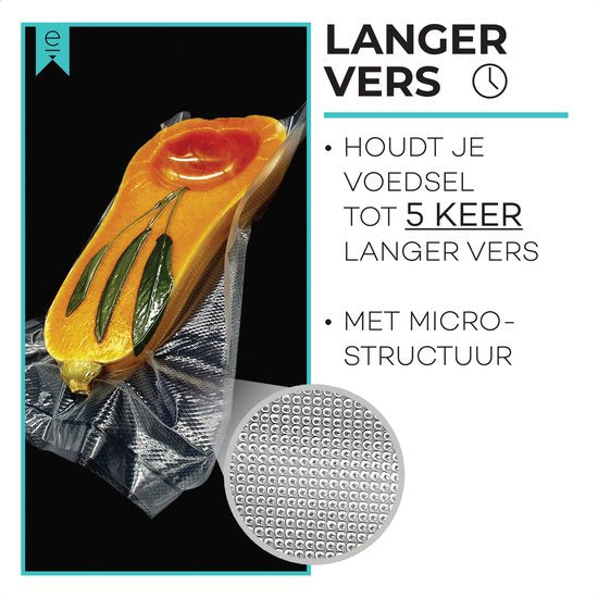 Sacs sous vide Alimentaires - 16x25 cm - 100 pièces - Sacs de mise sous vide - Sacs Sous Vide - Sacs sous vide à microstructure - Sacs de rangement sous vide - Sans BPA