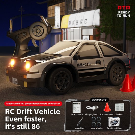 Voiture RC Fuegobird - Véhicule RC - voiture de drift de bureau - mini - haute vitesse - blanche