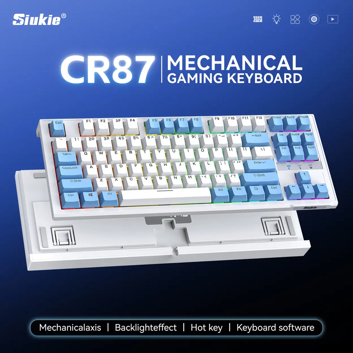 Clavier mécanique Siukie CR87 - 87 touches - Commutateurs interchangeables