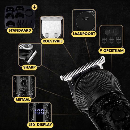 Tondeuse à barbe 7-en-1 Homme + Standard - Tondeuse pour barbe et corps - 6 accessoires inclus - Sansbeauté® - Body Groomer Men - Body Trimmer Men - Hair Trimmer - Clips - 0.5-15MM - Nose and Ear - Trimmer - Beard Machine - Multigroomer