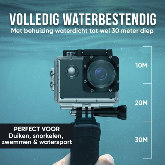 Strex Action Camera 4K 16MP - 60FPS / 30M Waterproof / WiFi - Accessoires inclus - Caméra d'action - Caméra sous-marine