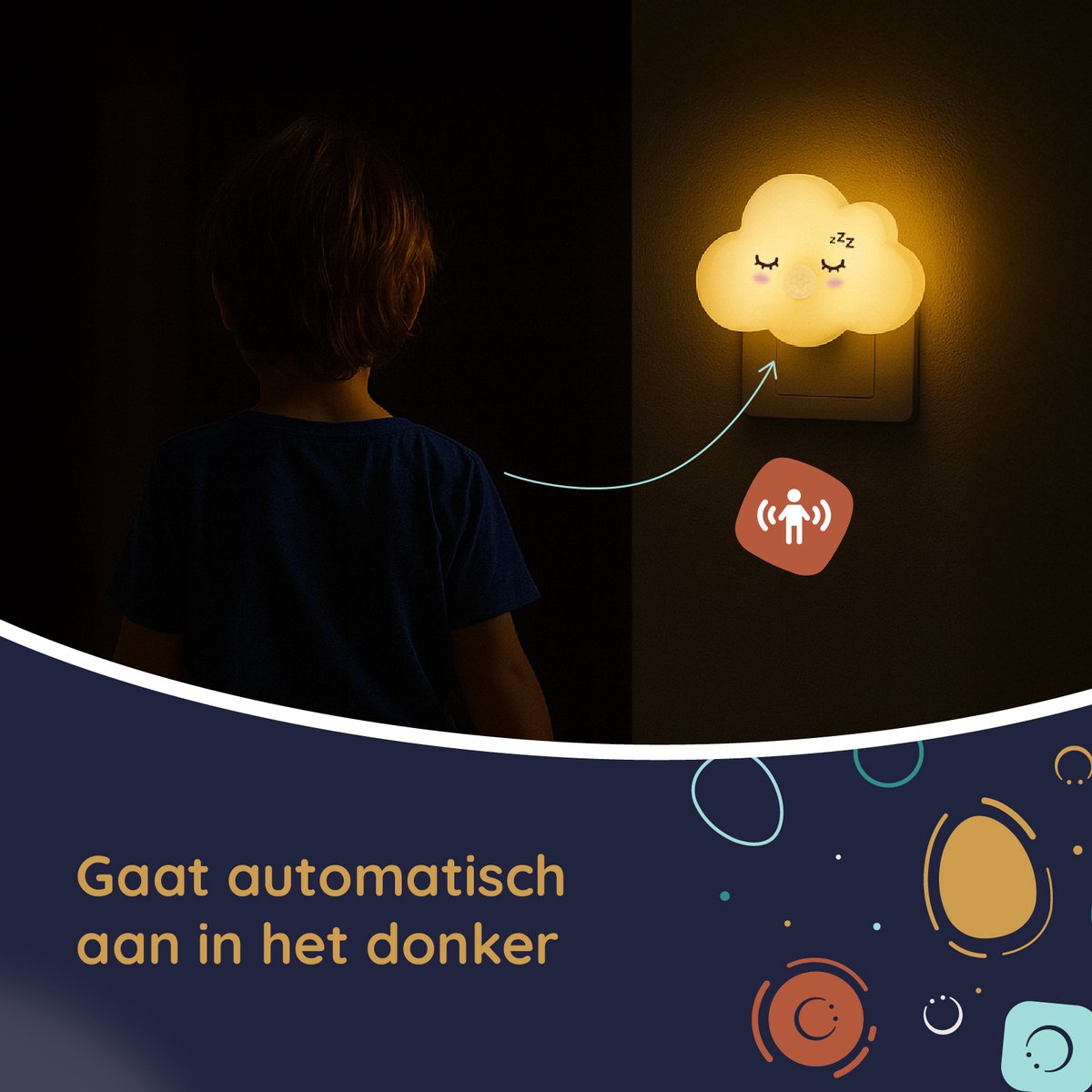 Numsy Lumo Baby Room Nightlight - Détecteur de mouvement - 4 modes de luminosité