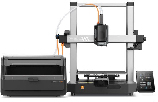 Imprimante 3D Anycubic Kobra 3 V2 Combo – ACE Pro Multicolor 4/8 couleurs – Vitesse de 600 mm/s – Nivellement automatique LeviQ 3.0 – Volume d'impression de 255 × 255 × 260 mm – Compensation des vibrations – Caméra 720p – Prête à l'impression