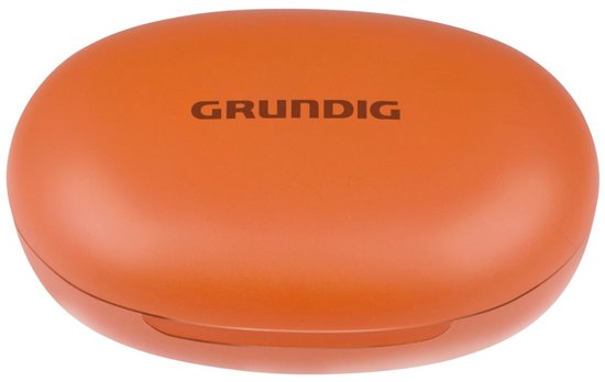 Écouteurs sans fil Bluetooth Grundig - Écouteurs sans fil avec écran LED et boîtier de recharge - Intra-auriculaires avec technologie OWS et chargeur USB-C - Orange