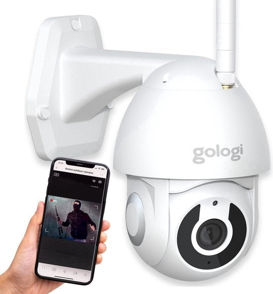 Gologi Superior Caméra d'extérieur - Caméra d'extérieur avec vision nocturne - Caméra de sécurité filaire - Caméra de sécurité - 3MP - Avec wifi et application - Blanc