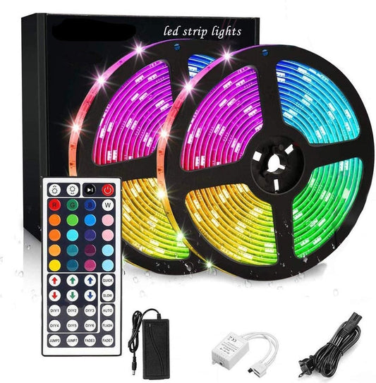 2835 Wick Bande lumineuse étanche à LED 10 mètres (2 X ROL 5 METRES) - bande lumineuse 16 couleurs - dimmable - télécommande 44 boutons incluse