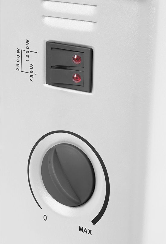 VONROC Chauffage électrique - Convecteur - 3 réglages : 750W/1250W/2000W - Thermostat réglable - Chauffe les pièces jusqu'à 24m2 - Boîtier très robuste - Silencieux - Blanc