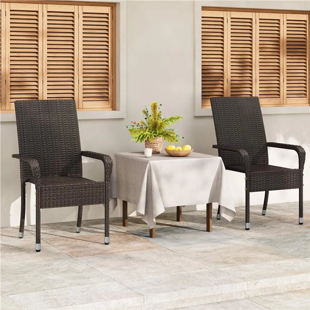 Yaheetech Lot de 2 chaises de jardin – Marron – Polyrattan – 58 x 62,5 x 94,5 cm – Empilables avec accoudoirs