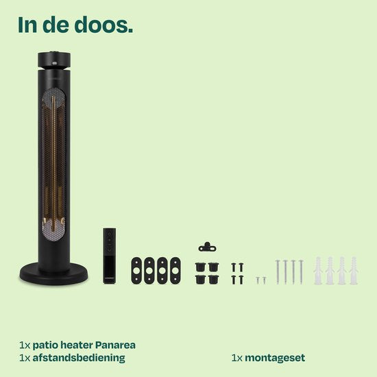 Chauffage de terrasse sur pied VONROC Panarea 2000 W – Chauffage de terrasse – Élément chauffant infrarouge Golden Carbon – Fonction pivotante – Télécommande incluse