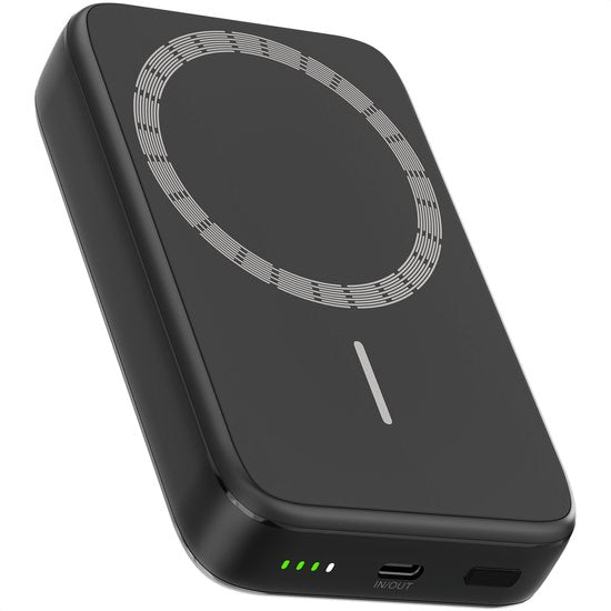 Strex Magsafe Powerbank - 12 000 mAh - Magnétique - Chargeur rapide Qi sans fil - Chargeur rapide 20W - USB-C - Indication LED - Powerbank universel adapté à iOS/Android entre autres.
