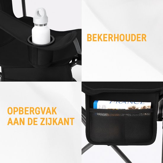 Chaise de camping : [Woltu] - super Confortable - Pliable - Léger - Appui-tête amovible - Repose-pieds rétractable