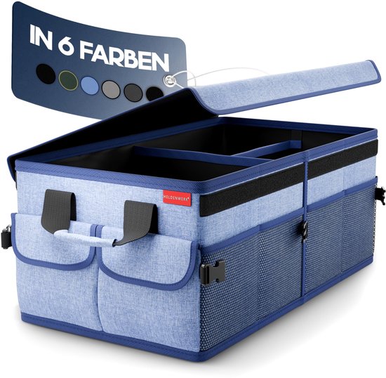 HELDENWERK Organisateur de bottes premium avec couvercle, robuste et antidérapant - Sac à bottes pliable, grand avec double fond - Boîte de coffre, boîte d'organisation de bottes