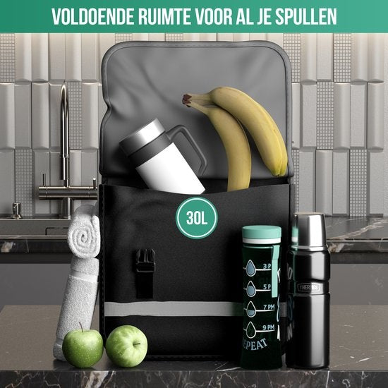 Avalo Panniers Double Waterproof - Pannier Bag 30 Liter - Black - With Reflectors - Panniers Electric Bikes