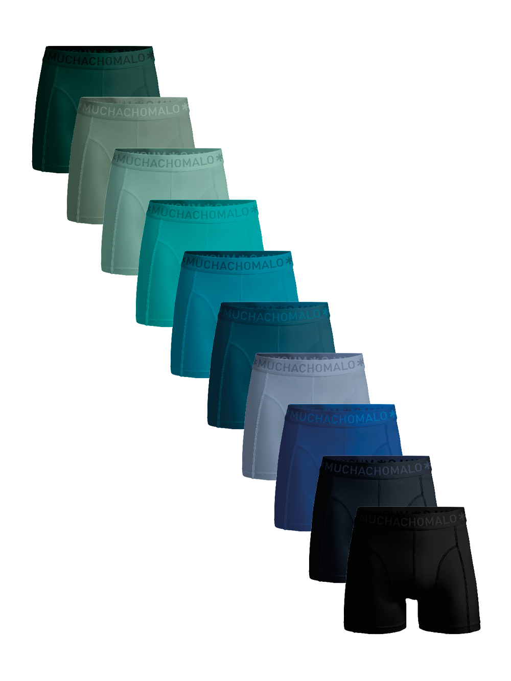 Boxers Muchachomalo U-Solid - Lot de 10 - XL - Noir/Bleu/Vert
