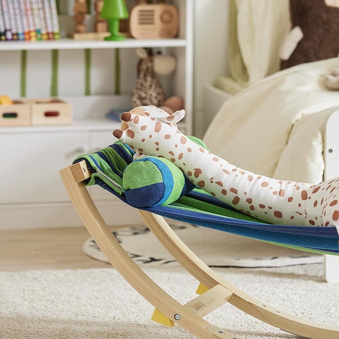 Hamac enfant avec arrêt de sécurité - SoBuy - 120 x 46 x 36 cm - Confortable et sécurisé - Vert et bleu