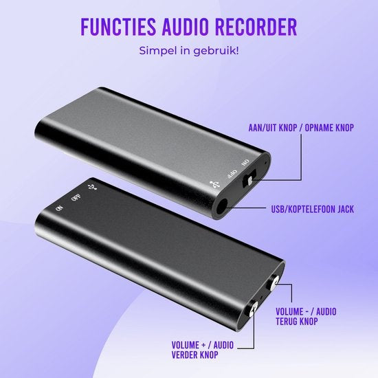 Garpex® Dispositif d'écoute USB - Enregistrement d'écoute - Enregistreur d'espionnage - Dictaphone - Voix - Grande capacité de stockage - 16GB