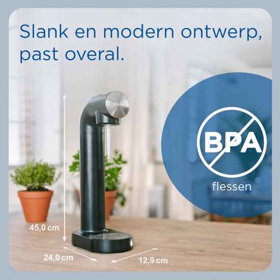 Machine à eau gazeuse Brita SodaONE noire - avec 1 bouteille de CO₂ et 1 bouteille Soda
