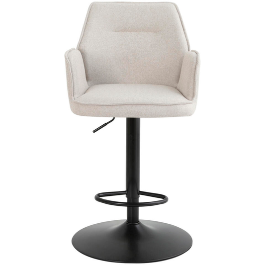 Tabouret de bar Raffy Beige - réglable et pivotant - avec accoudoirs - assise confortable en tissu - design moderne