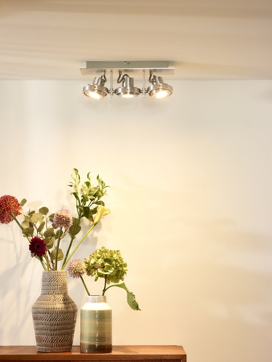 Spot de plafond Lucide LANDA - LED à intensité variable, lumière chaude - GU10 - 3x5 W 3000 K/2200 K - Chrome mat