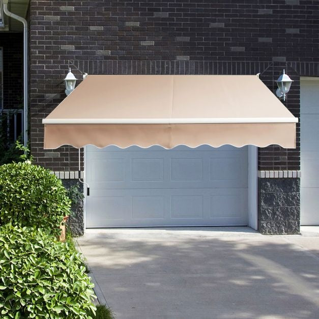 Coast - Parasol manuel - 295 x 250 cm & Angle réglable 40-100 degrés - Equipé d'une longue manivelle et d'un revêtement Pa - Pour balcon, terrasse et cafés - Aluminium beige et polyester