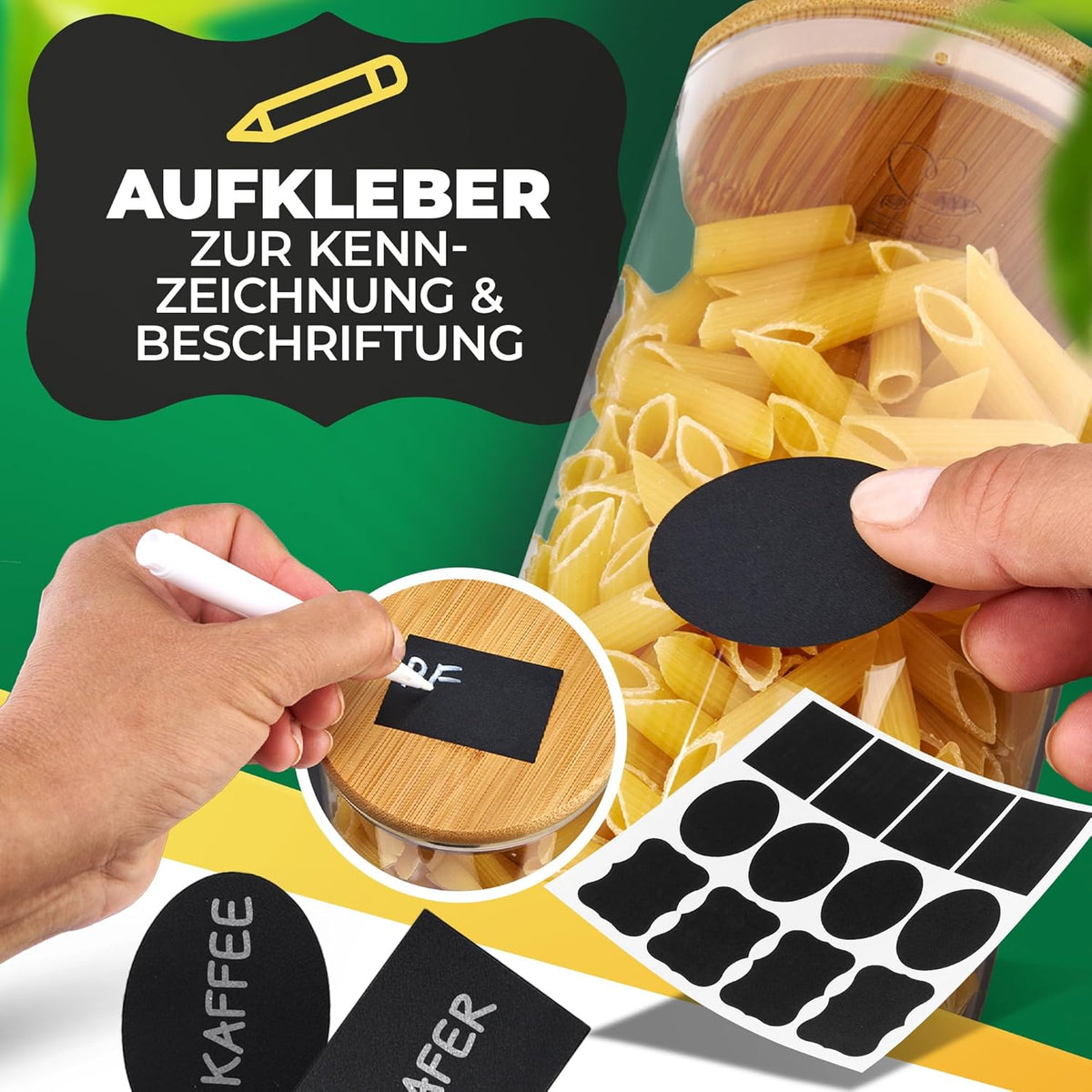 GREEN BEE`S Set de 12 petits bocaux à provisions - 4x600ml & 8x430ml - Parfaits pour les tiroirs et l'armoire à pharmacie - Bocaux à provisions durables avec couvercle hermétique - Pour le riz, les noix, les graines et les épices