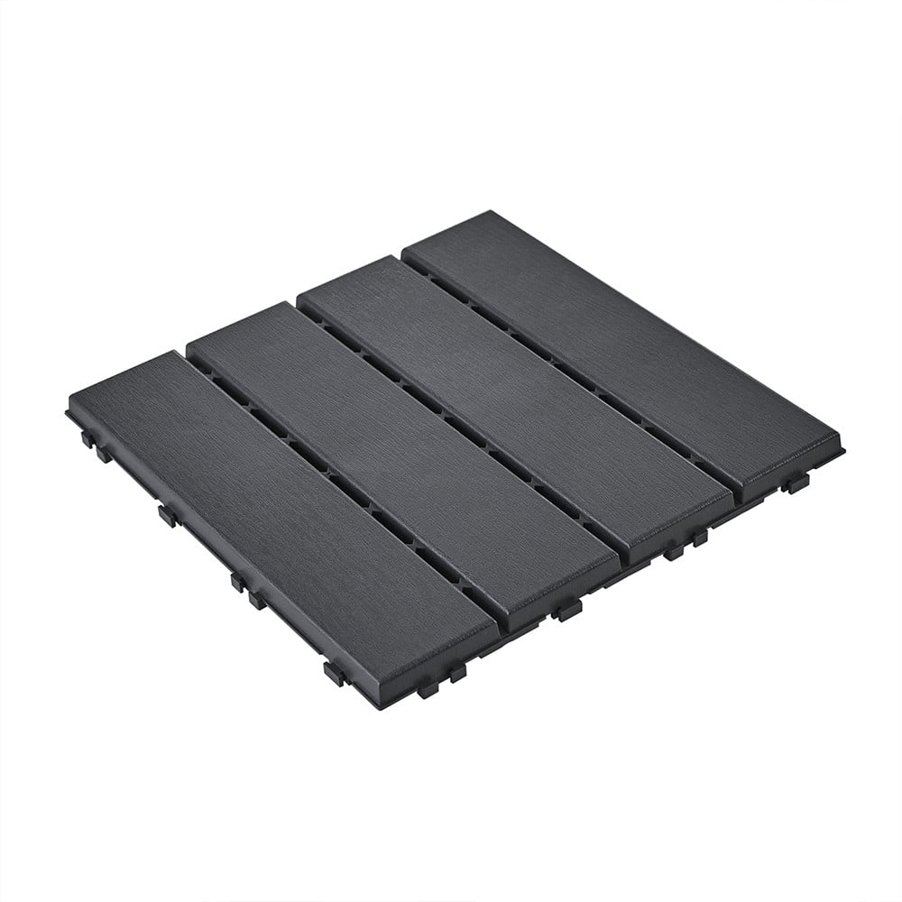 Dalles de sol en plastique SoBuy noires - Système d'emboîtement - Antidérapantes, aspect bois - Capacité de charge : 113 kg