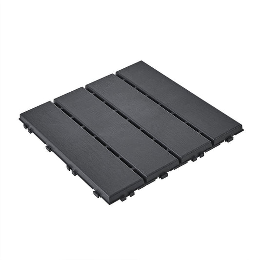Dalles de sol en plastique SoBuy noires - Système d'emboîtement - Antidérapantes, aspect bois - Capacité de charge : 113 kg