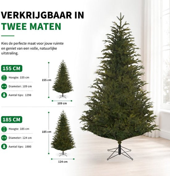 Black Box Trees Frasier Boom - Sapin de Noël à la forme naturelle - Décoration de Noël d'intérieur - Sapin artificiel à charnières - Hauteur 185 x diamètre 124 cm - Vert