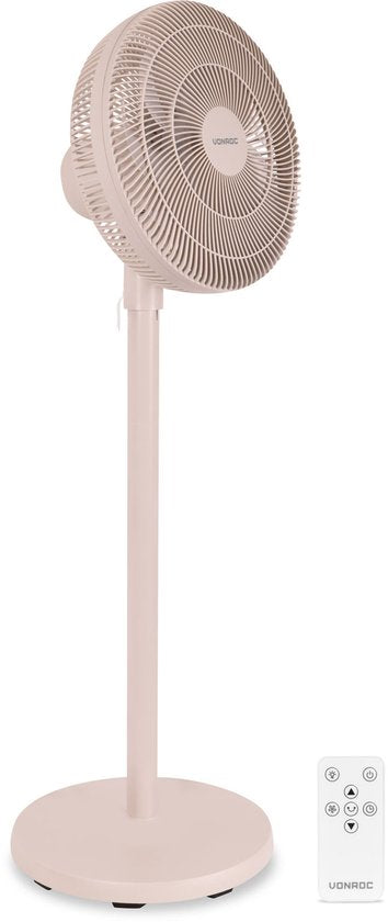 Ventilateur de sol VONROC - 3 vitesses – télécommande incluse - minuterie - réglable sur 3 hauteurs - beige