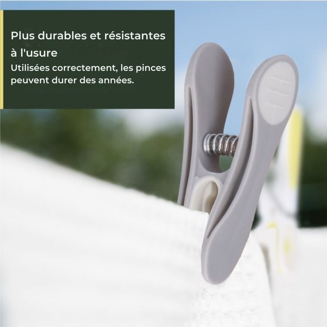 Pinces à linge Gandria - Pinces en plastique - Lot de 48 pièces - Charge max 10 Kg - Gris/Blanc
