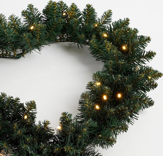 Black Box Trees Couronne de Noël Coeur avec lumières LED - Ø60 cm - Vert
