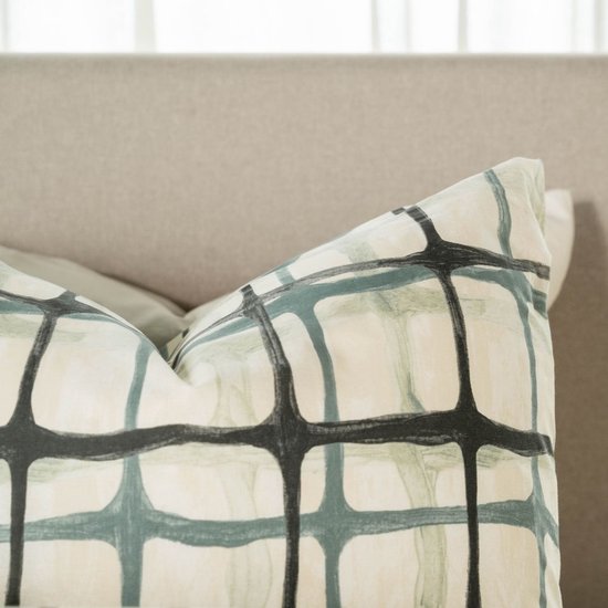 Housse de couette Kayori Yasu en coton - 200 x 200-220 + 2 taies d'oreiller - Double - Motif unique - Bleu