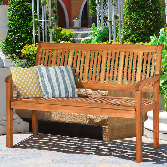 Coast Garden Bank gemaakt van houten vaste tuinbank voor 2 personen met een ronde rugleuning en brede armleuningen 126 x 63 x 91 cm