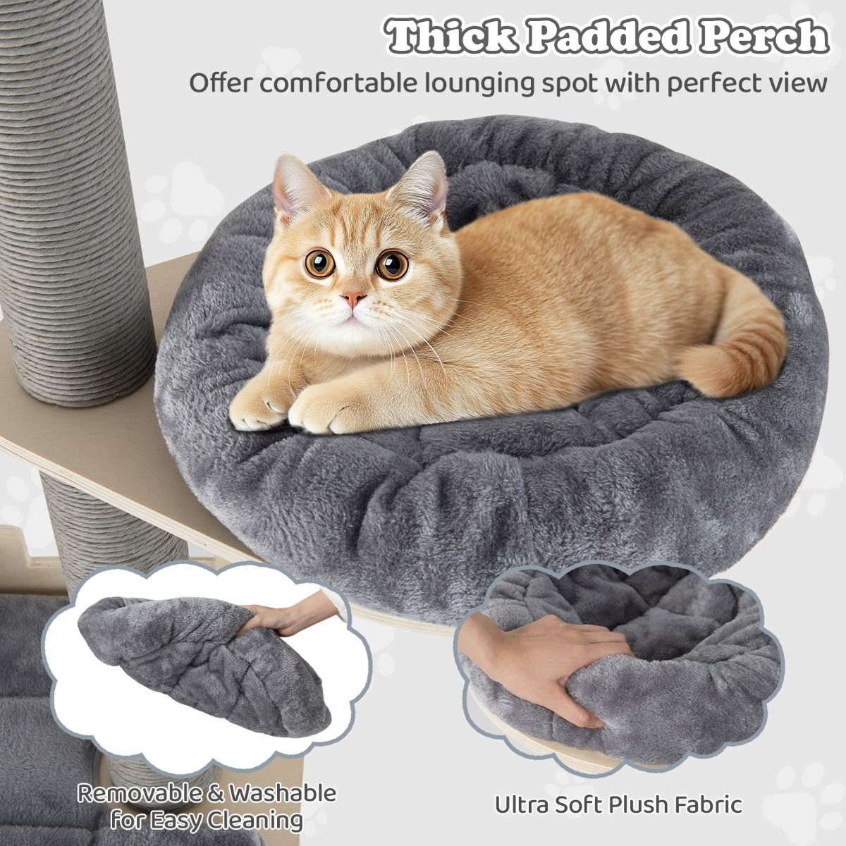 Arbre à chat Coast, sol-plafond, 5 niveaux, hauteur réglable de 236 à 271 cm - Gris