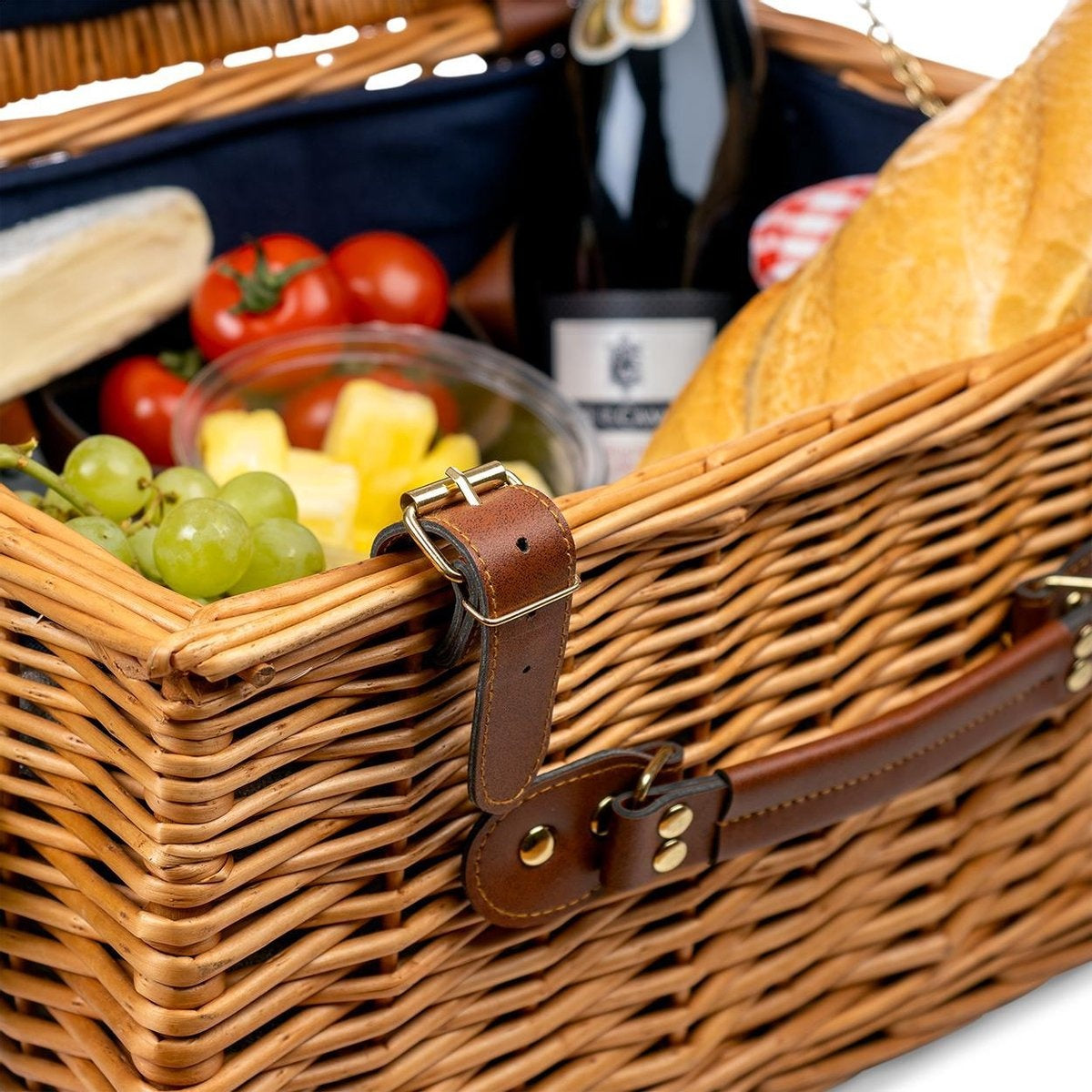 Panier Pique-Nique LifeGoods - 4 Personnes en Osier - 29 Pièces avec Tapis - Osier