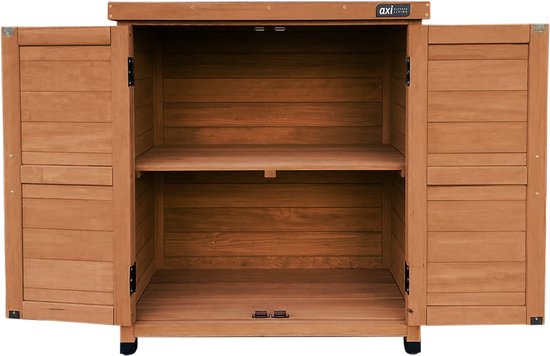 Armoire de rangement en bois AXI Felix – Armoire de jardin en bois certifié FSC – Système de fermeture magnétique – Pieds réglables – 80 x 45 x 93 cm – Marron café