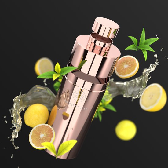 Set à cocktails BarDeluxe® - 12 pièces - Shaker 750 ml - Acier inoxydable - Avec coffret cadeau de luxe - Sac de rangement et livre de recettes - Or rose