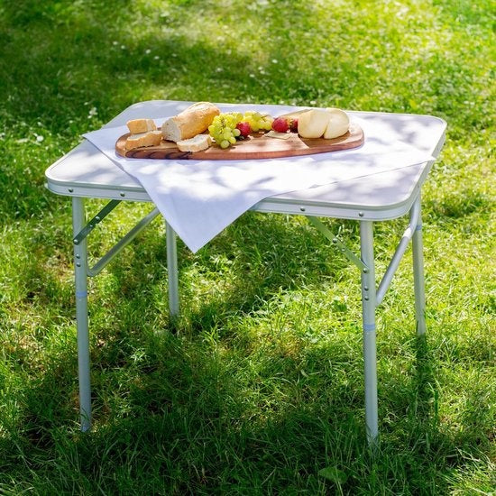 tectake® - Table de camping pliante - Table de camping portable - Table pliante d'extérieur - Table pliante - Résiste aux intempéries - 75x55x68cm - Gris
