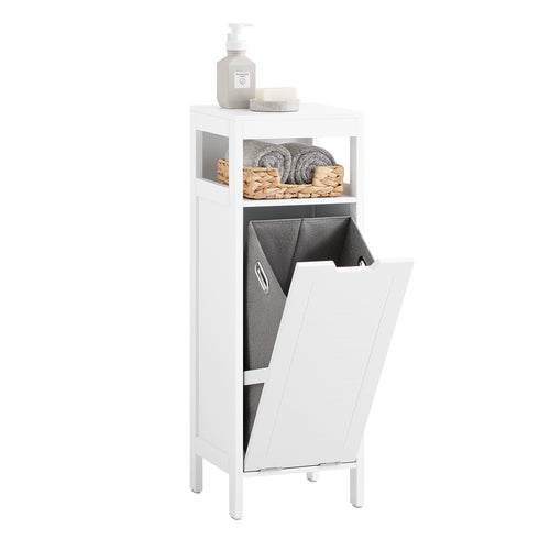 SoBuy Meuble de salle de bain avec 1 tiroir - Incluant 1 panier à linge amovible - 30 x 30 x 90 cm - Max. 15KG - Blanc