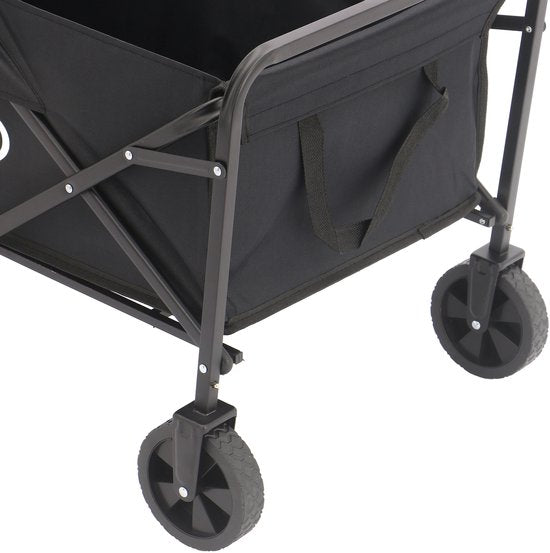 Chariot pliable AXI SB120 – Noir – Avec poignée de traction, freins et housse – Capacité de charge de 60 kg – Facile à transporter – Métal