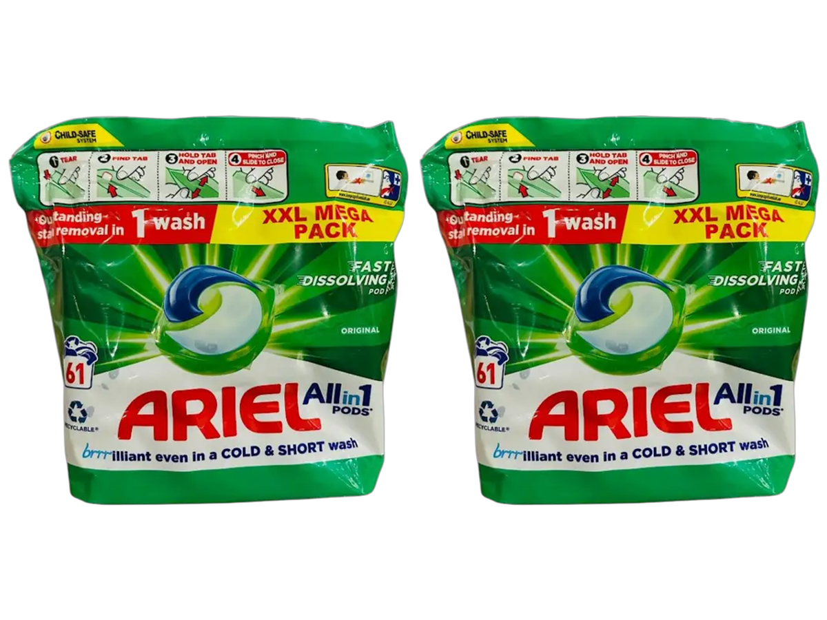 Ariel All-in-1 Original 122x Capsules de lessive – Capsules de lessive puissantes – 2 paquets de 61 pièces