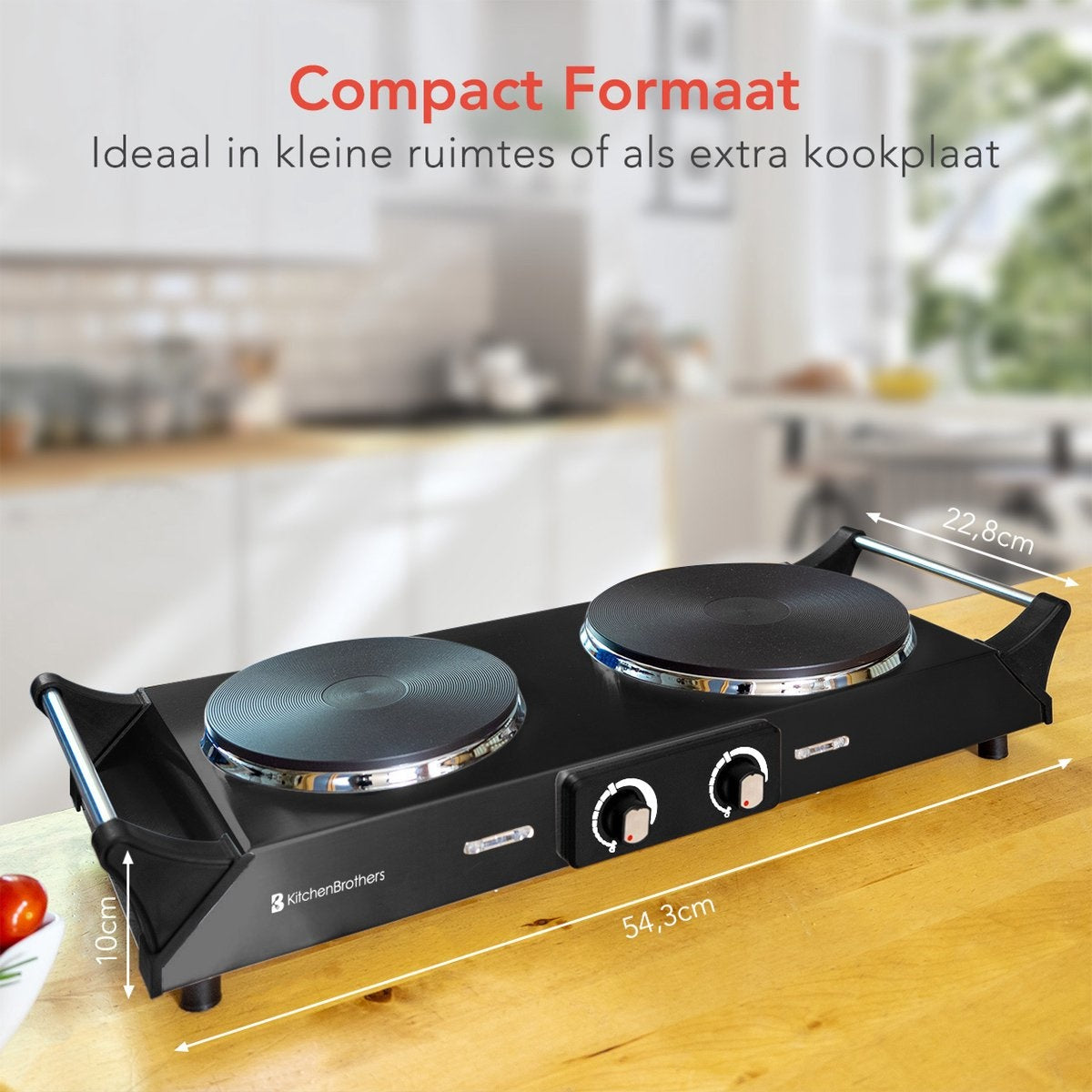 Plauque de cuisson KitchenBrothers - 2 foyers- 54,3 x 22,8 x 10 cm - 2500W - Noir
