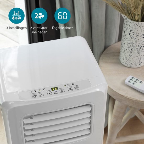 Climatiseur mobile Tristar AC-5531 10 500 BTU – Climatiseur, ventilateur et déshumidificateur 3-en-1 – Pour des pièces jusqu'à 38 m² – Minuterie et télécommande – Blanc