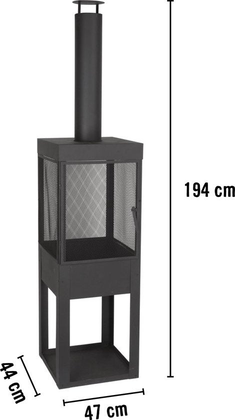 BBQ Collection - Cheminée d'extérieur - 194cm - Acier - avec cheminée - Cheminée de terrasse