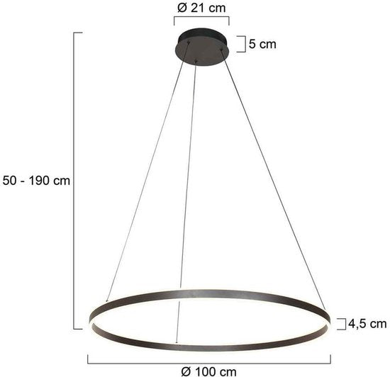 Steinhauer - lampe suspendue - Ringlux - noir - métal - Ø 100cm - LED - 3676ZW